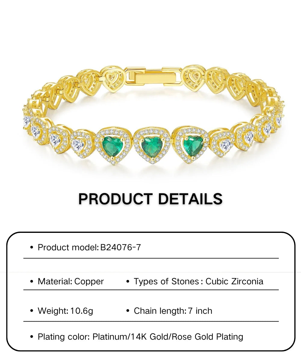Emerald Heart Bracelet Link