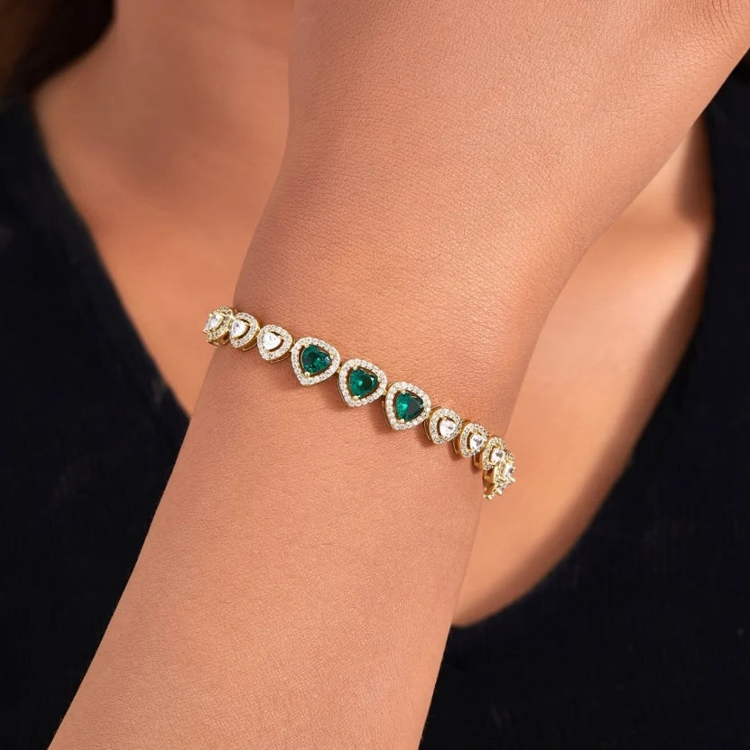 Emerald Heart Bracelet Link
