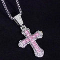 Diamond-Studded Religious Cross Pendant Chain
